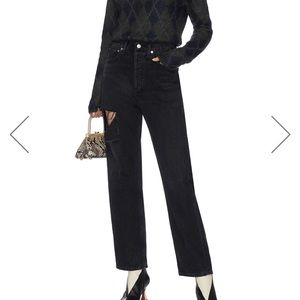 Agolde 90s Straight Ripped Thigh Washed Black